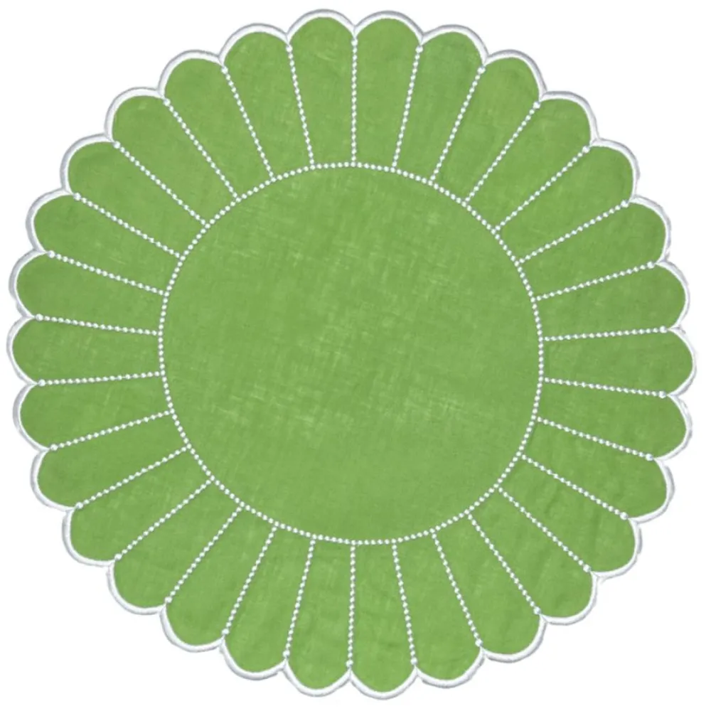 Flying Sheep Country Place Settings & Linens|Studio Collection: Pippa Placemat in Green & White, Set of 4