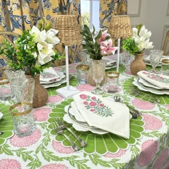 Flying Sheep Country Place Settings & Linens|Studio Collection: Pippa Placemat in Green & White, Set of 4