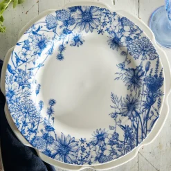 Caskata Dinnerware|Summer Blues Rimmed Dinner Plate Blue