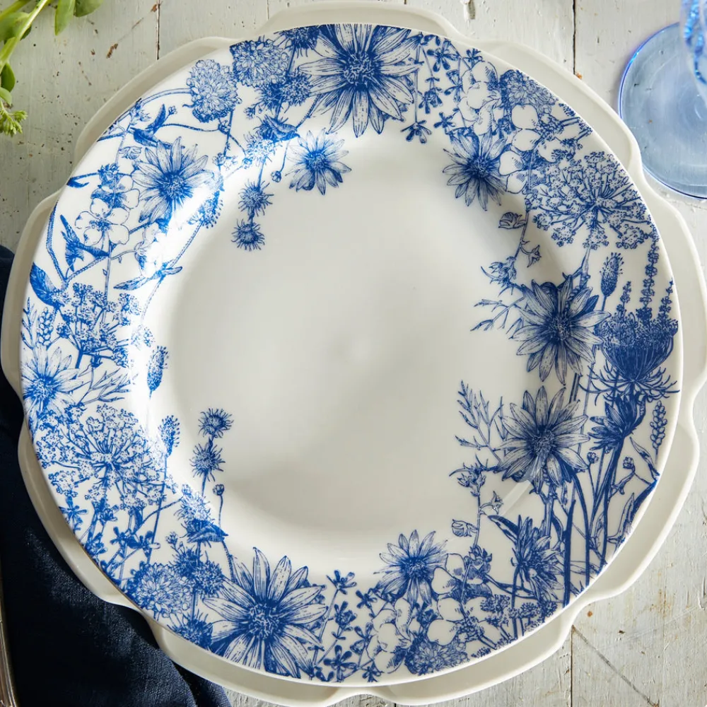 Caskata Dinnerware|Summer Blues Rimmed Dinner Plate Blue