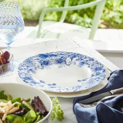 Caskata Dinnerware|Summer Blues Rimmed Dinner Plate Blue