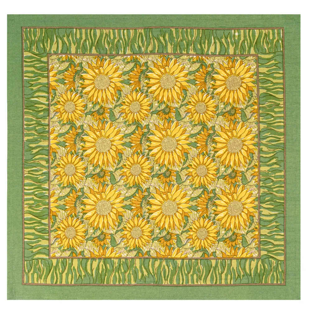 Couleur Nature Place Settings & Linens|Sunflower Napkins in Yellow & Green, Set of 6