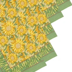 Couleur Nature Place Settings & Linens|Sunflower Napkins in Yellow & Green, Set of 6