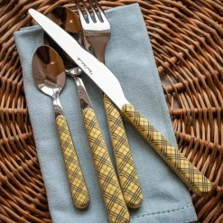 Petra Palumbo Flatware|Tartan Cutlery in Yellow, Set of 4