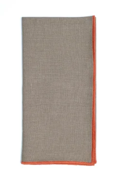 TriChi Design Place Settings & Linens|Taupe Napkin with Light Orange Trim, Set of 4