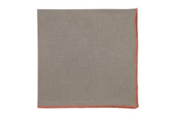 TriChi Design Place Settings & Linens|Taupe Napkin with Light Orange Trim, Set of 4