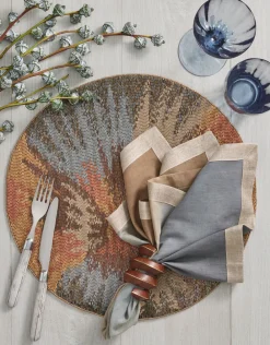 Kim Seybert Place Settings & Linens|Tendril Napkin Ring in Brown & Gold, Set of 4