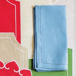 VIETRI Place Settings & Linens|Tessuti Cornflower Blue Napkins, Set of 4