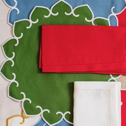 VIETRI Place Settings & Linens|Tessuti Cornflower Round Placemats with White Stitching, Set of 4