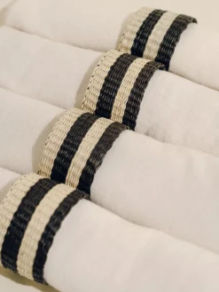 Hunting Season Place Settings & Linens|The Iraca Napkin Ring in Natural Black, Set of 4