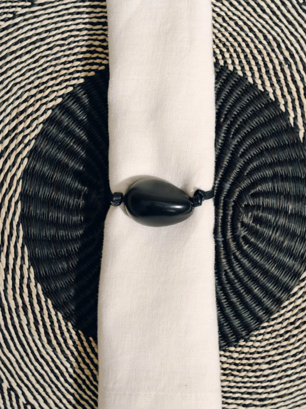 Hunting Season Place Settings & Linens|The Tagua Napkin Ring in Black, Set of 4