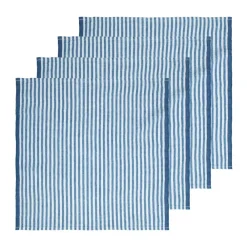 Caravan Place Settings & Linens|Ticking Stripe Napkin in Blueberry, Set of 4