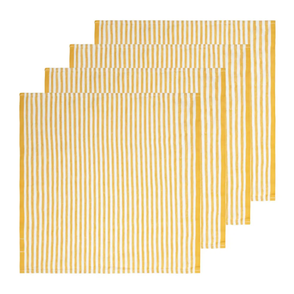 Caravan Place Settings & Linens|Ticking Stripe Napkin in Mustard, Set of 4