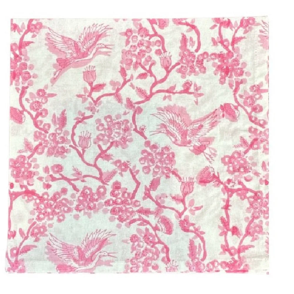 Flying Sheep Country Place Settings & Linens|Toile de Jouy Birds - Pink - Napkins, Set of 4