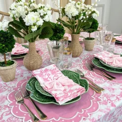 Flying Sheep Country Place Settings & Linens|Toile de Jouy Birds - Pink - Napkins, Set of 4