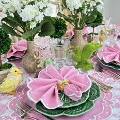 Flying Sheep Country Place Settings & Linens|Toile de Jouy Birds Pink Tablecloth