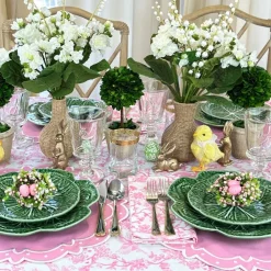 Flying Sheep Country Place Settings & Linens|Toile de Jouy Birds Pink Tablecloth