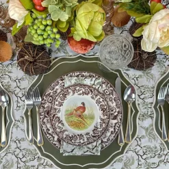 Flying Sheep Country Place Settings & Linens|Toile de Jouy Birds Tablecloth in Sage