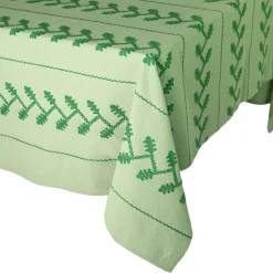 Carolina Irving and Daughters Place Settings & Linens|Tonal Green Vine Tablecloth