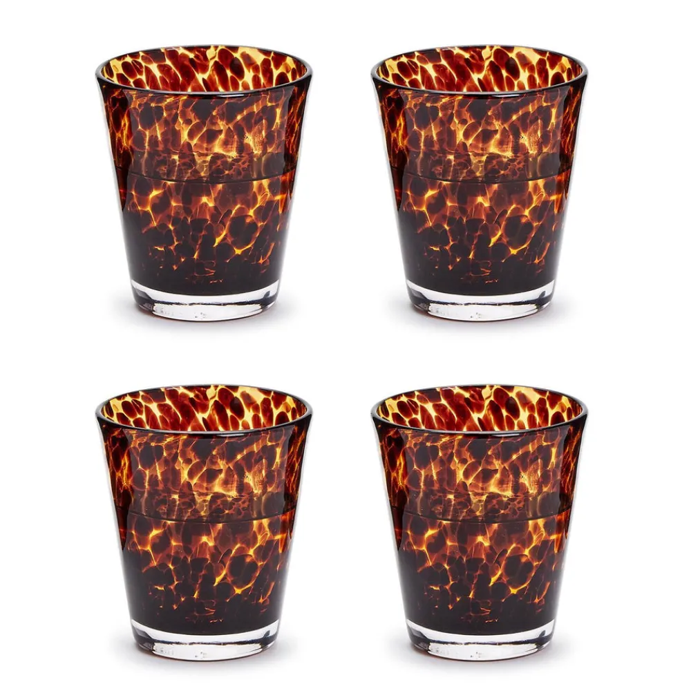 Two's Company Glassware|Tortoise Print Double Old Fashion Glass