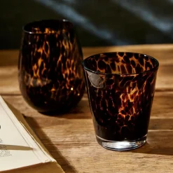 Two's Company Glassware|Tortoise Print Double Old Fashion Glass