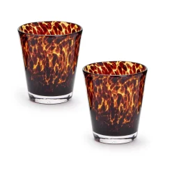 Two's Company Glassware|Tortoise Print Double Old Fashion Glass