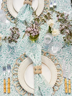 Maison Margaux Place Settings & Linens|Turquoise Amelia Tablecloth
