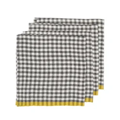Caravan Place Settings & Linens|Two-Tone Gingham Napkins in Natural & Aqua, Set of 4