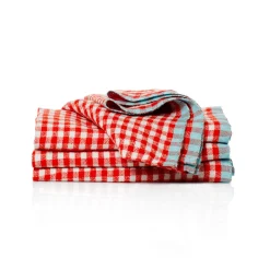 Caravan Place Settings & Linens|Two-Tone Gingham Napkins in Natural & Aqua, Set of 4