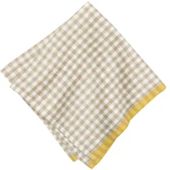 Caravan Place Settings & Linens|Two-Tone Gingham Napkins in Natural & Aqua, Set of 4