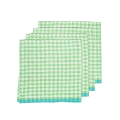 Caravan Place Settings & Linens|Two-Tone Gingham Napkins in Natural & Aqua, Set of 4
