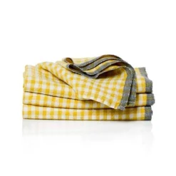 Caravan Place Settings & Linens|Two-Tone Gingham Napkins in Natural & Aqua, Set of 4