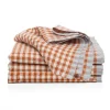 Caravan Place Settings & Linens|Two-Tone Gingham Napkins in Cognac & Blue, Set of 4