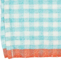 Caravan Place Settings & Linens|Two-Tone Gingham Napkins in Aqua & Orange, Set of 4