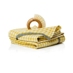 Caravan Place Settings & Linens|Two-Tone Gingham Towels in Dijon & Grey, Set of 2