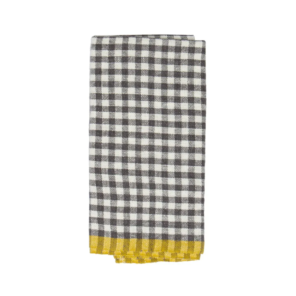 Caravan Place Settings & Linens|Two-Tone Gingham Towels in Natural & Aqua, Set of 2
