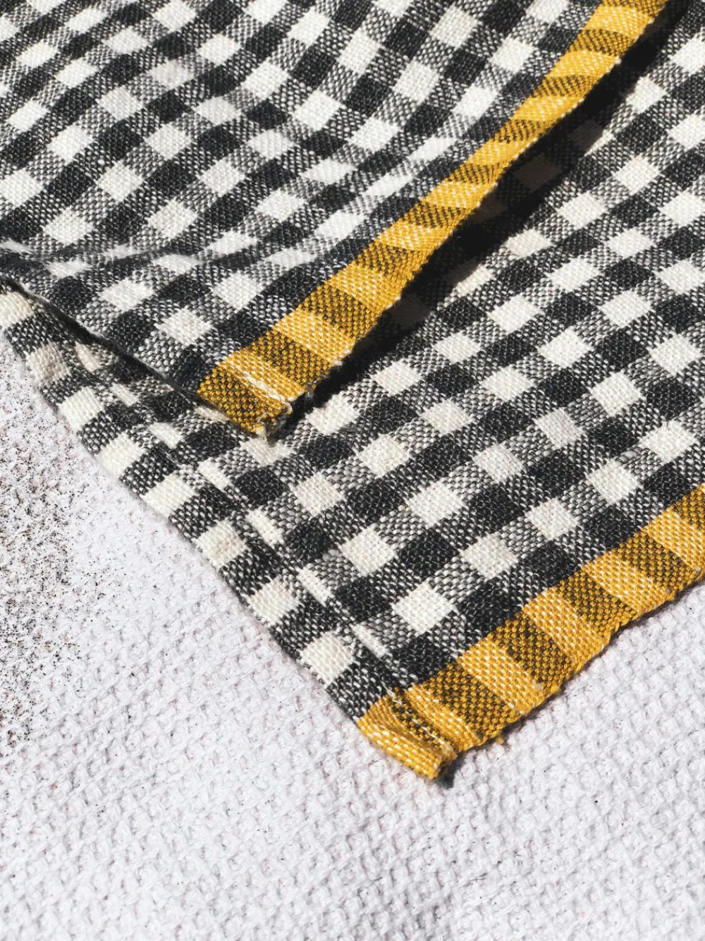 Caravan Place Settings & Linens|Two-Tone Gingham Towels in Natural & Aqua, Set of 2