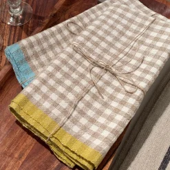 Caravan Place Settings & Linens|Two-Tone Gingham Towels in Natural & Aqua, Set of 2