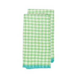 Caravan Place Settings & Linens|Two-Tone Gingham Towels in Natural & Aqua, Set of 2