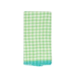 Caravan Place Settings & Linens|Two-Tone Gingham Towels in Natural & Aqua, Set of 2