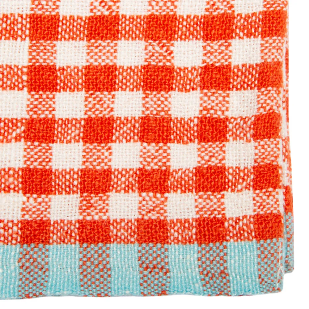 Caravan Place Settings & Linens|Two-Tone Gingham Towels in Natural & Aqua, Set of 2