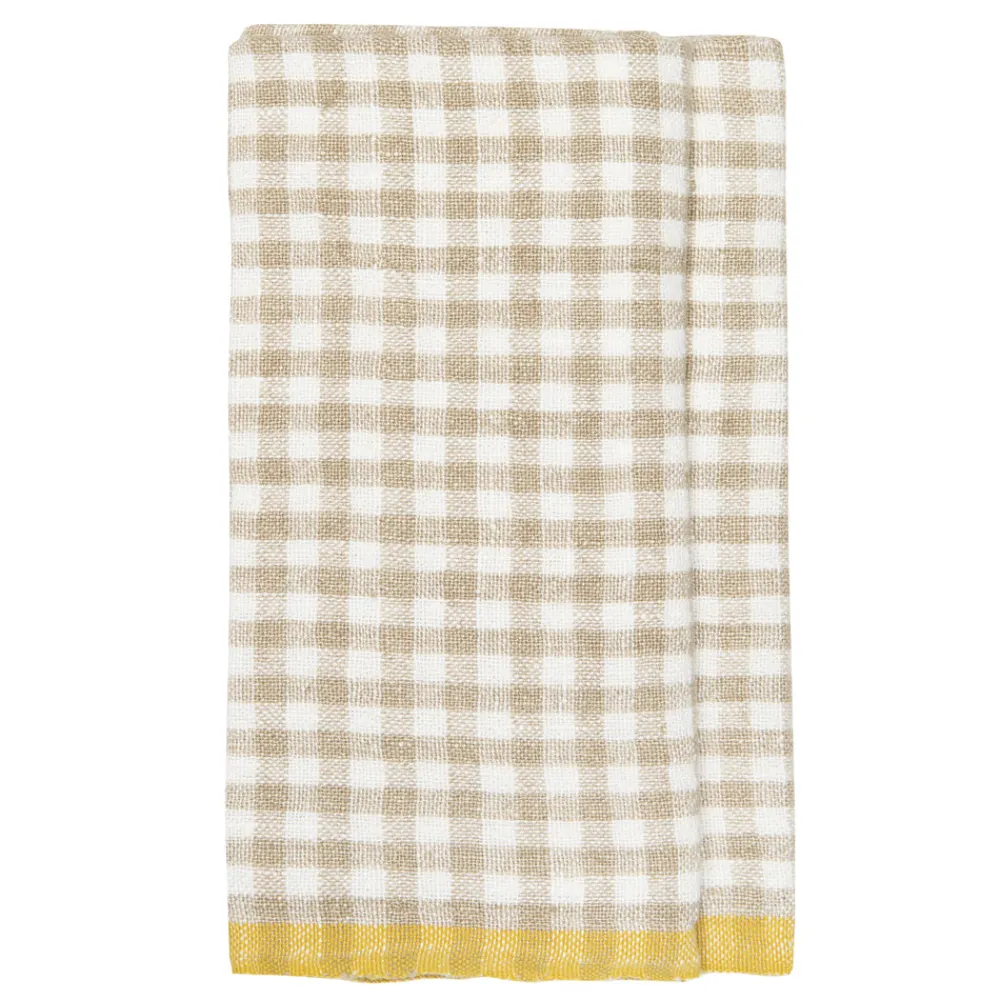 Caravan Place Settings & Linens|Two-Tone Gingham Towels in Natural & Aqua, Set of 2
