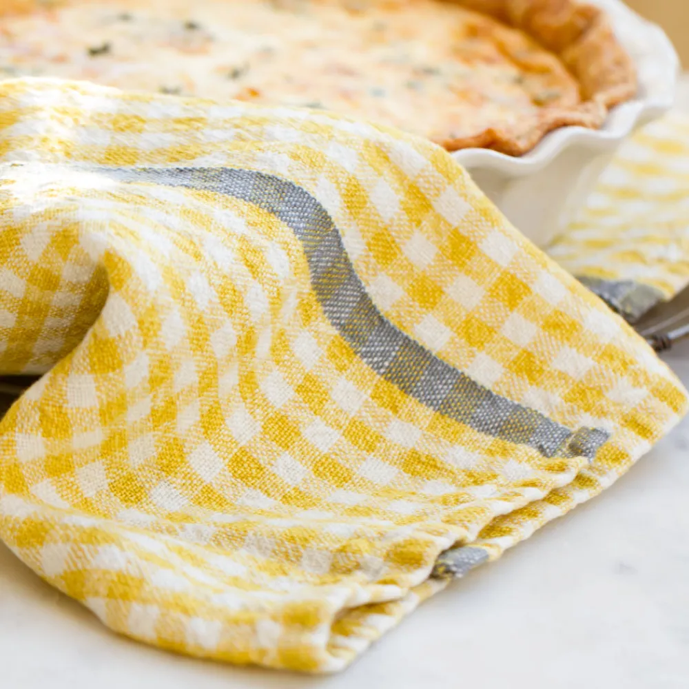 Caravan Place Settings & Linens|Two-Tone Gingham Towels in Natural & Aqua, Set of 2