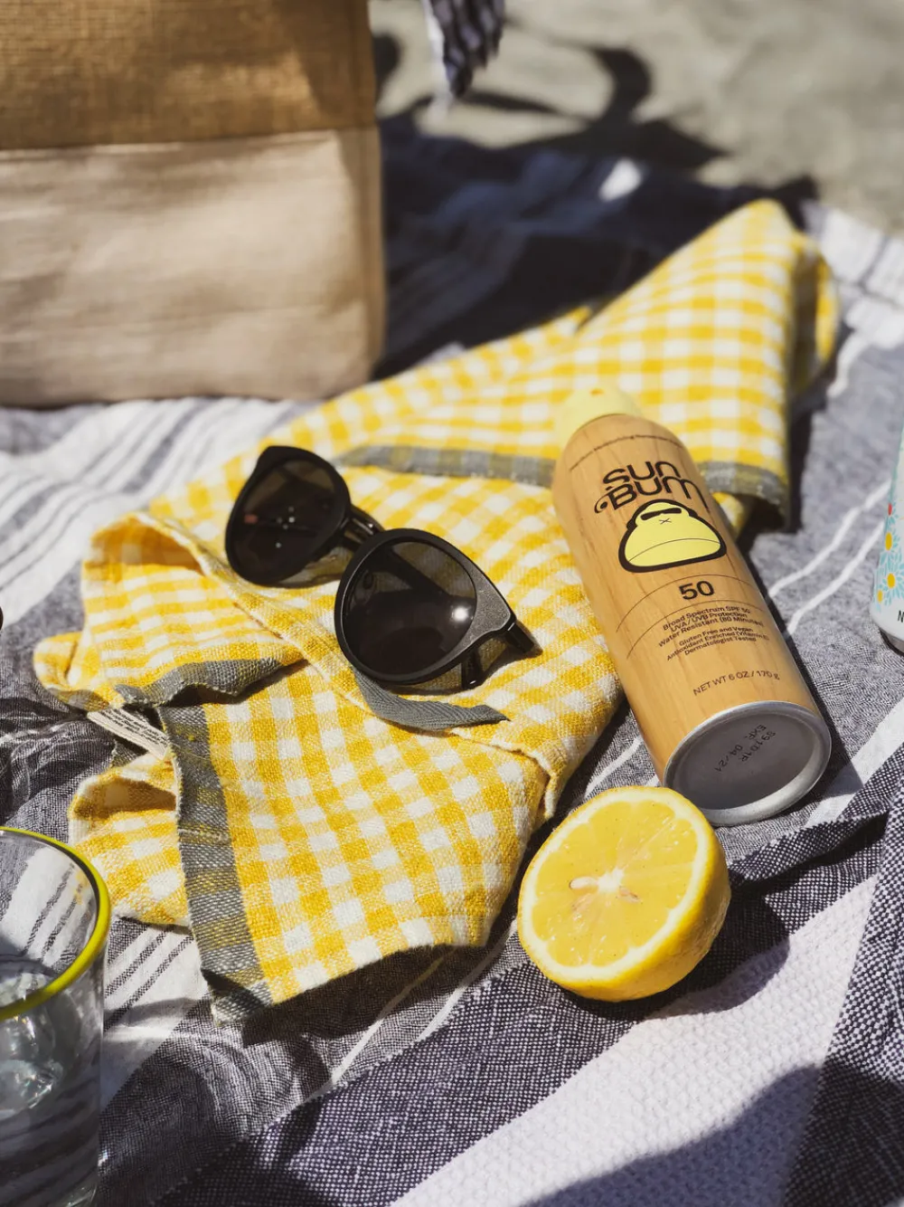 Caravan Place Settings & Linens|Two-Tone Gingham Towels in Natural & Aqua, Set of 2