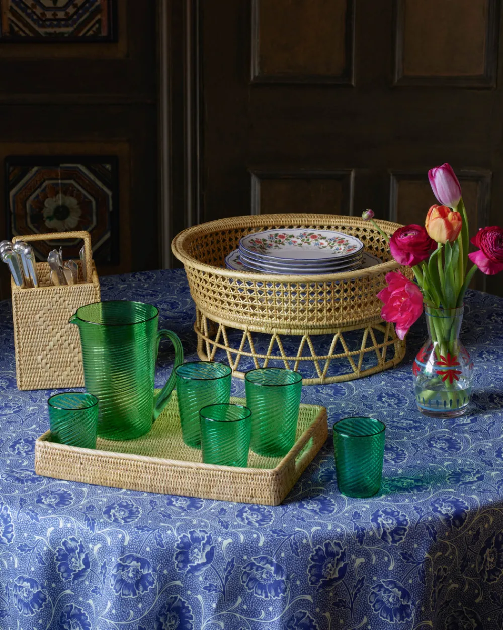 Cabana Glassware|Venezia Carafe, Green