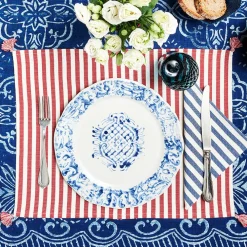 Cabana Place Settings & Linens|Vera Stripe Napkins in Blue, Set of 2