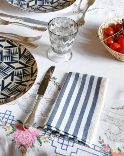 Cabana Place Settings & Linens|Vera Stripe Napkins in Light Blue, Set of 2