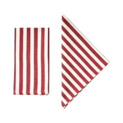 Cabana Place Settings & Linens|Vera Stripe Napkins in Red, Set of 2
