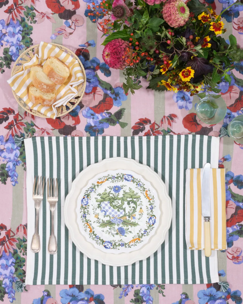 Cabana Place Settings & Linens|Vera Stripe Placemat in Green