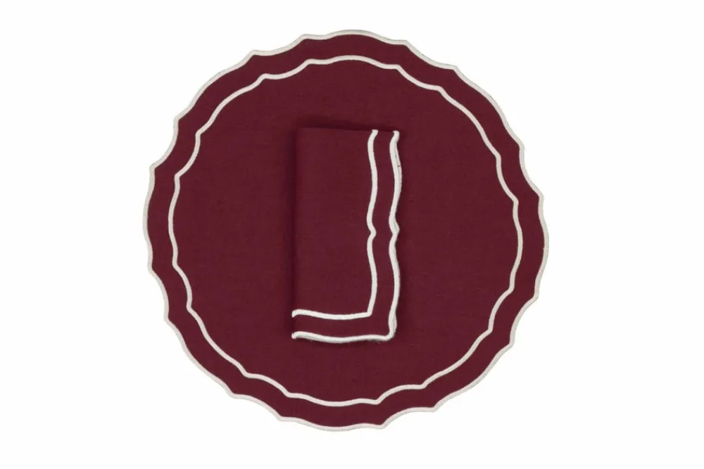 TriChi Design Place Settings & Linens|Vidro Linen Napkin and Placemat in Wine, Set of 2